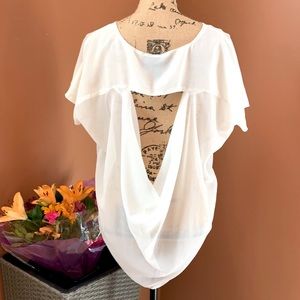 Sheer Ivory Back Cut Out Blouse